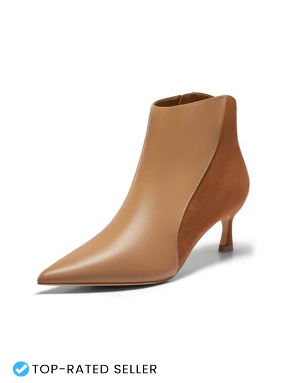 Kitten Heel Ankle Boots Pointed Toe Side Zipper Faux Leather Fall Winter